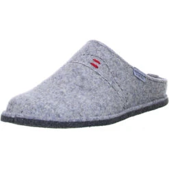 Herren Hausschuhe Pantoffeln Naturwollfilz Hellgrau - Grau