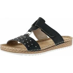 Damen Pantoletten Slipper Schwarz/braun - Schwarz