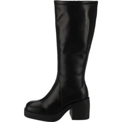Fashion Blockabsatz Leder Boots Plateau-Stiefel - Schwarz -Schuh Rabatt Geschäft 25037417 03