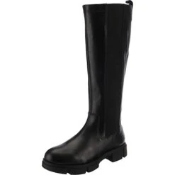 Combat Fashion Leder Chelsea Boots Klassische Stiefel - Schwarz