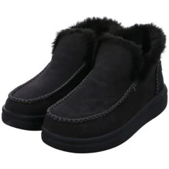 Damen Stiefel Schuhe Denny Boots Elegant Freizeit Leder-/Textilkombination Uni Klassische Stiefel - Schwarz -Schuh Rabatt Geschäft 27732575 10