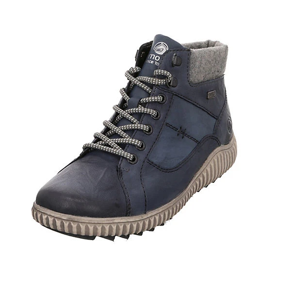 Remonte Schnürboots Leder-/Textilkombination Uni Schnürstiefel - Blau 1 Remonte Schnürboots Leder-/Textilkombination Uni Schnürstiefel - Blau