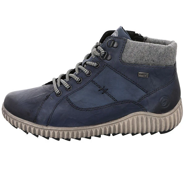 Remonte Schnürboots Leder-/Textilkombination Uni Schnürstiefel - Blau 2 Remonte Schnürboots Leder-/Textilkombination Uni Schnürstiefel - Blau – Bild 2