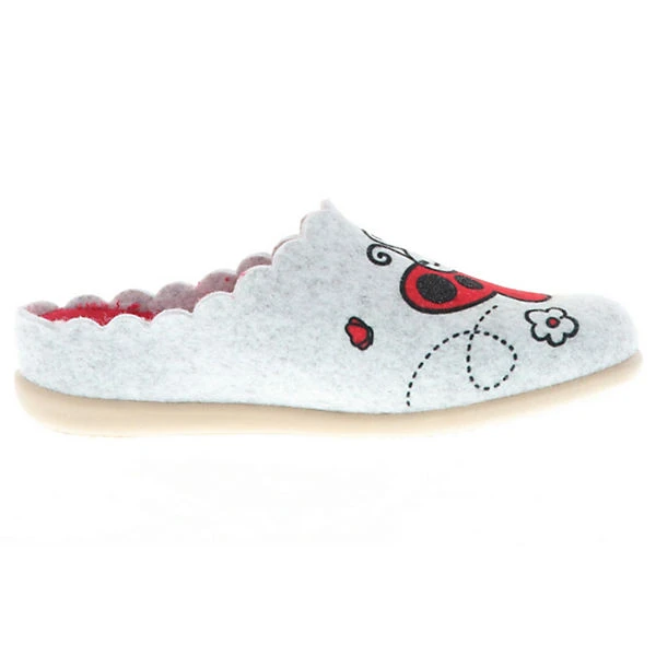 Damen Hausschuhe Pantoletten Pantoffeln Schmetterling Blumen Grau/rot/mehrfarbig - Grau 6 Damen Hausschuhe Pantoletten Pantoffeln Schmetterling Blumen Grau/rot/mehrfarbig - Grau – Bild 6