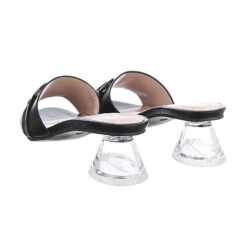 Pantoletten , Trichterabsatz, Kette, Offene Ferse - Schwarz -Schuh Rabatt Geschäft 29127022 03