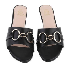 Pantoletten , Trichterabsatz, Kette, Offene Ferse - Schwarz -Schuh Rabatt Geschäft 29127022 04