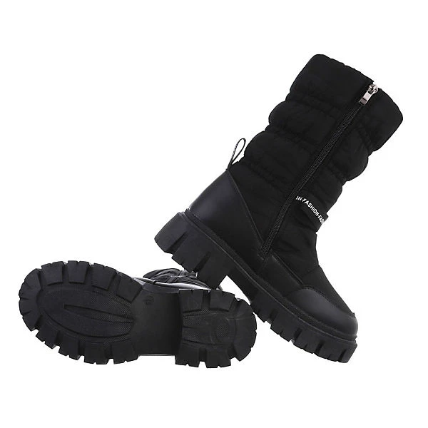 Plateaustiefel Reißverschluss, Blockabsatz, - Schwarz 2 Plateaustiefel Reißverschluss, Blockabsatz, - Schwarz – Bild 2