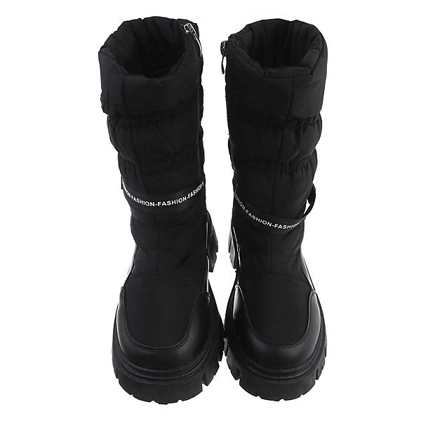 Plateaustiefel Reißverschluss, Blockabsatz, - Schwarz 4 Plateaustiefel Reißverschluss, Blockabsatz, - Schwarz – Bild 4