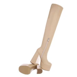 Plateaustiefel Reißverschluss, Blockabsatz, - Beige 11 Plateaustiefel Reißverschluss, Blockabsatz, - Beige -Schuh Rabatt Geschäft 29129416 05
