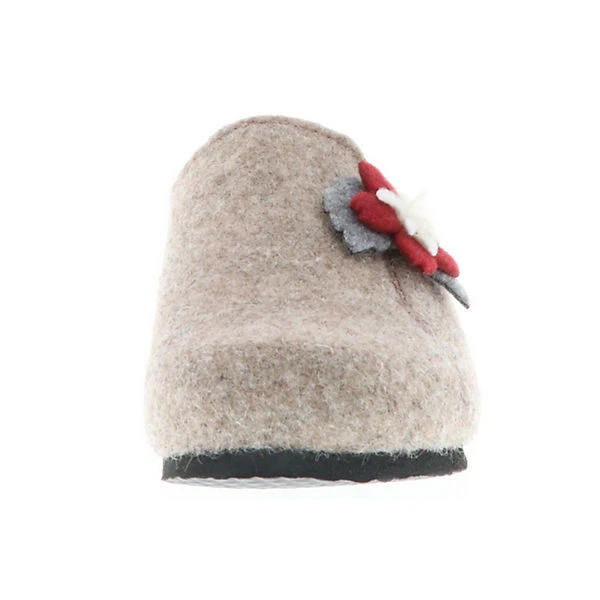 Damen Hausschuhe Pantoffeln Pantoletten Slipper Naturwollfilz Blume Beige - Beige 4 Damen Hausschuhe Pantoffeln Pantoletten Slipper Naturwollfilz Blume Beige - Beige – Bild 4