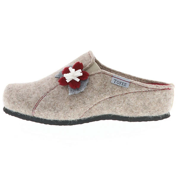 Damen Hausschuhe Pantoffeln Pantoletten Slipper Naturwollfilz Blume Beige - Beige 5 Damen Hausschuhe Pantoffeln Pantoletten Slipper Naturwollfilz Blume Beige - Beige – Bild 5