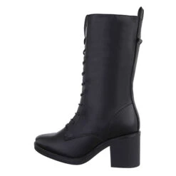 Schnürstiefel Lochschnürung, Blockabsatz, Used Look