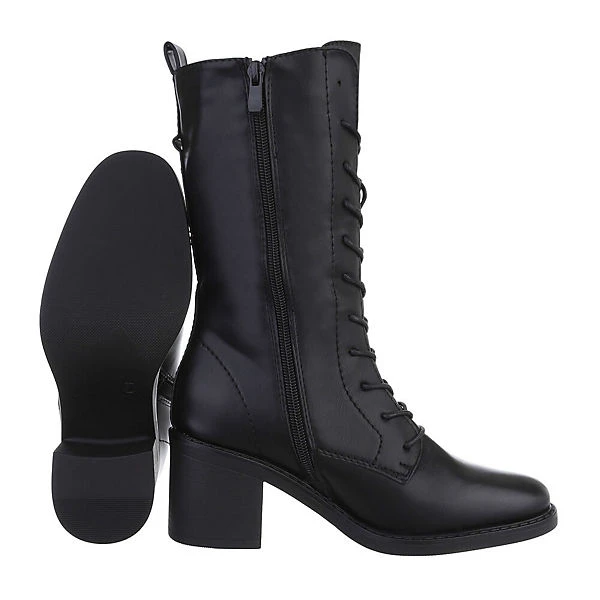 Schnürstiefel Lochschnürung, Blockabsatz, Used Look 2 Schnürstiefel Lochschnürung, Blockabsatz, Used Look – Bild 2