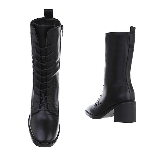 Schnürstiefel Lochschnürung, Blockabsatz, Used Look 3 Schnürstiefel Lochschnürung, Blockabsatz, Used Look – Bild 3