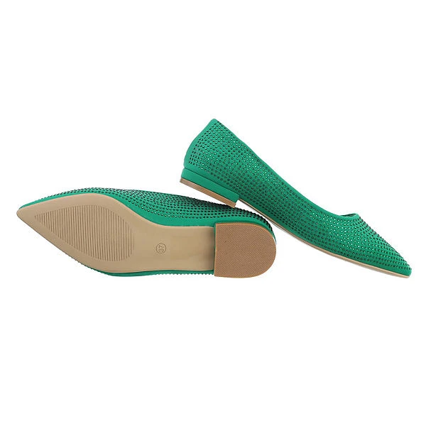 Klassische Ballerinas , Blockabsatz, Strass 2 Klassische Ballerinas , Blockabsatz, Strass – Bild 2