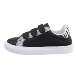 Sneakers Low Klettverschluss, Flach, Metallisch