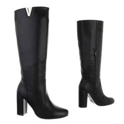 High-Heel Stiefel Reißverschluss, Blockabsatz, - Schwarz -Schuh Rabatt Geschäft 29434918 03