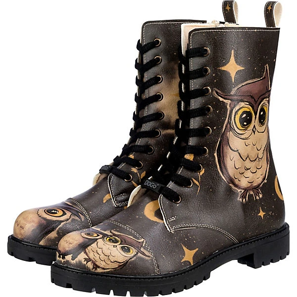 Zipsy - Owls Family Schnürstiefel - Schwarz 1 Zipsy - Owls Family Schnürstiefel - Schwarz